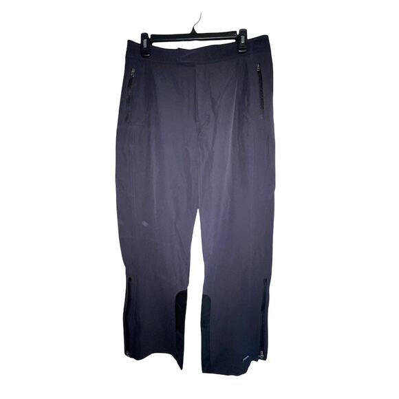 Athleta Casual Athletic Pants Jet Black with Faux Leather Trim Size 12 - Picture 3 of 12